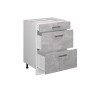 Vicco Küchenunterschrank R-Line, Beton/Weiß, 60 cm, mit Schubladen in Anthrazit.