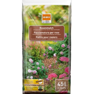 Palette OBI Rosenmulch (51 x 45 l) mit feiner Nadelholzrinde für Rosenbeete.