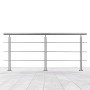 Edelstahl Geländer 220 cm mit 3 Querstäben und Handlauf für Innen & Außen, gebürstete Oberfläche.