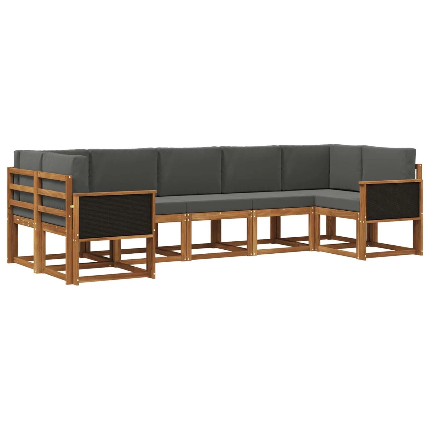 vidaXL Outdoor-Sofagarnitur mit Kissen 7 Stk Natur und Anthrazit 3385503