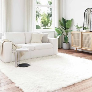 vidaXL Kunstschaffell Teppich Tafalla Weiß 240 x 240 cm Polyester 42021468