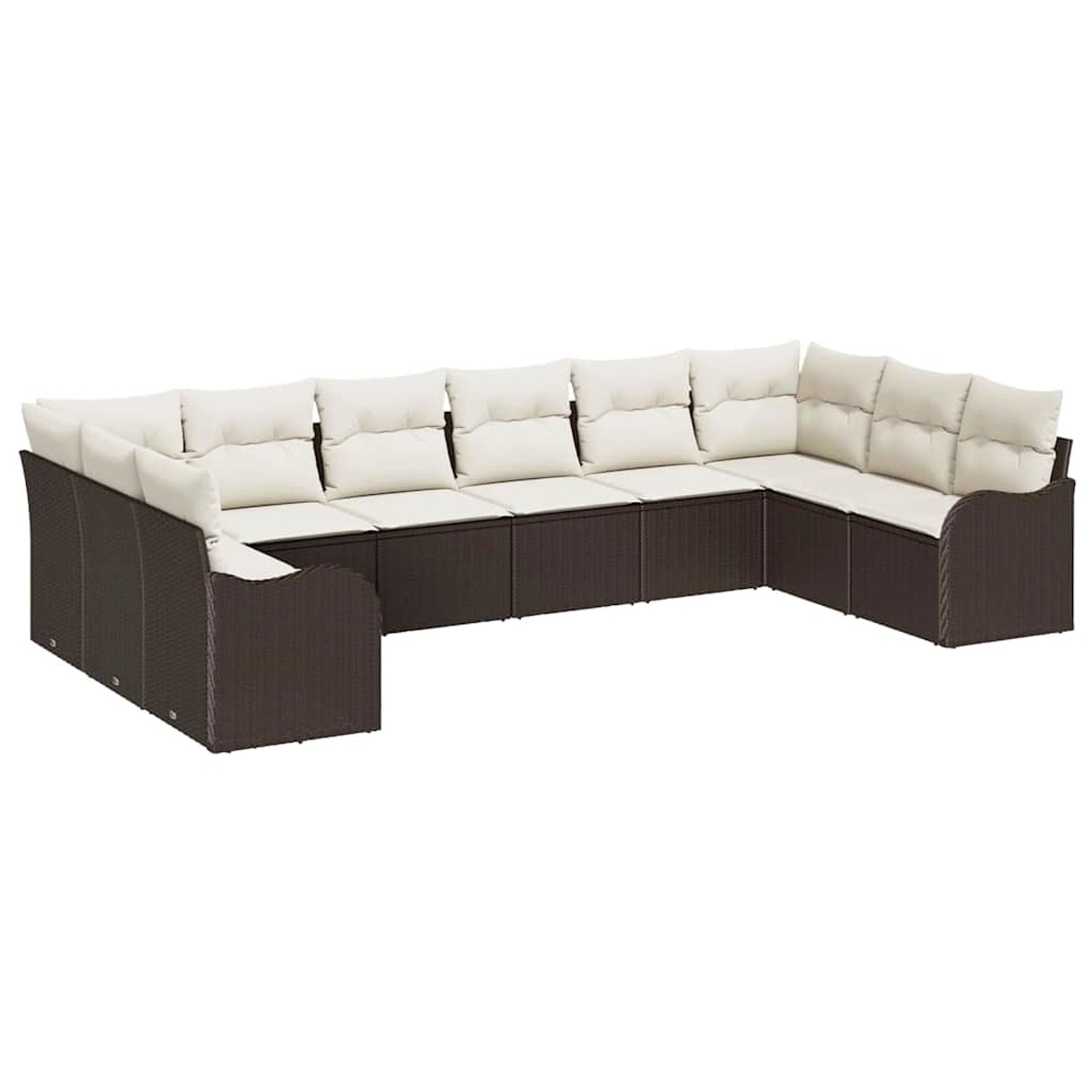 vidaXL Garten-Sofa-Set mit Kissen 10-Tlg Braun und Weiß Poly Rattan 3354547 günstig online kaufen