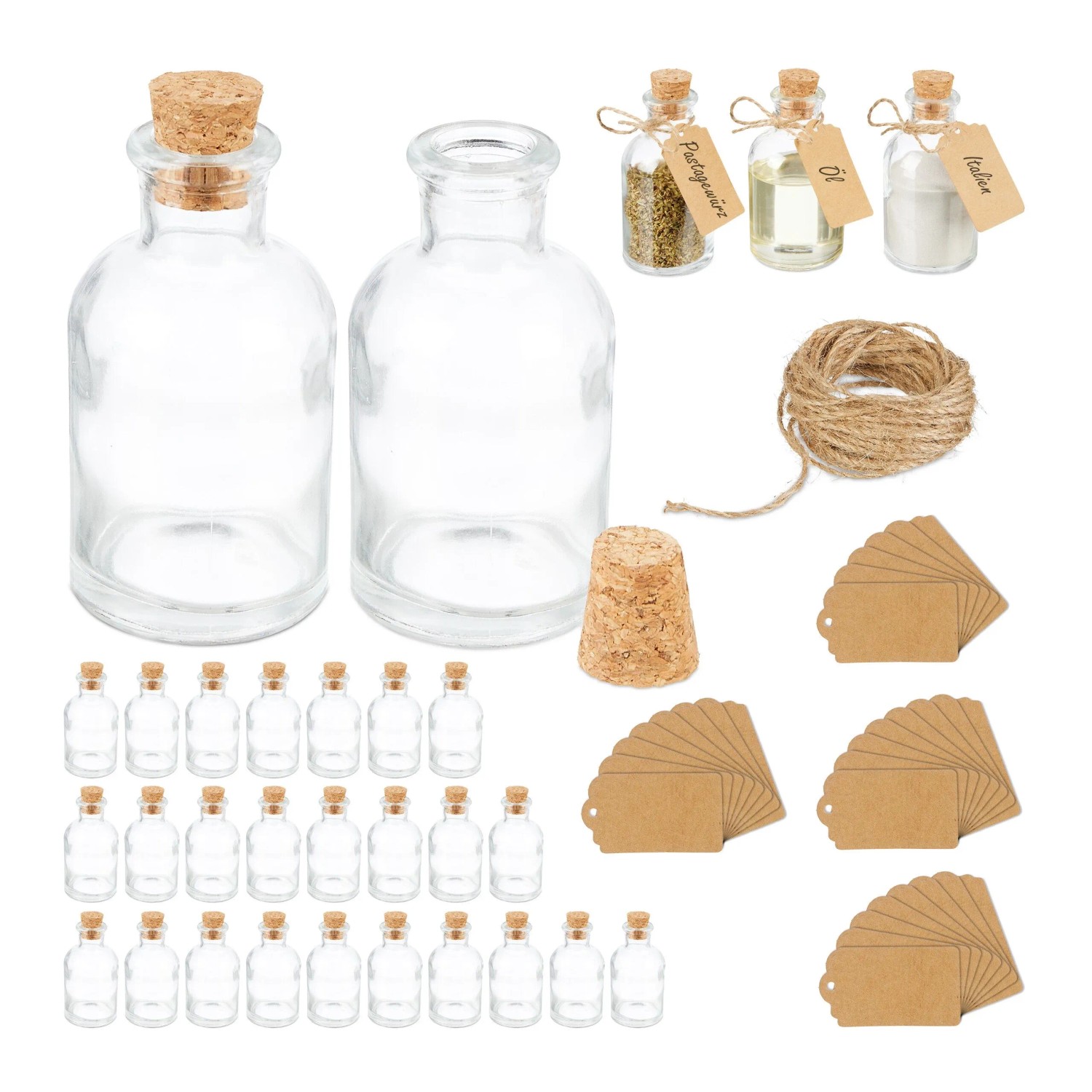 Relaxdays Dekogläser 30er Pack Glas Transparent Natur Mit Korken Befüllbar Beschriftbar 9 Cm X 5 Cm