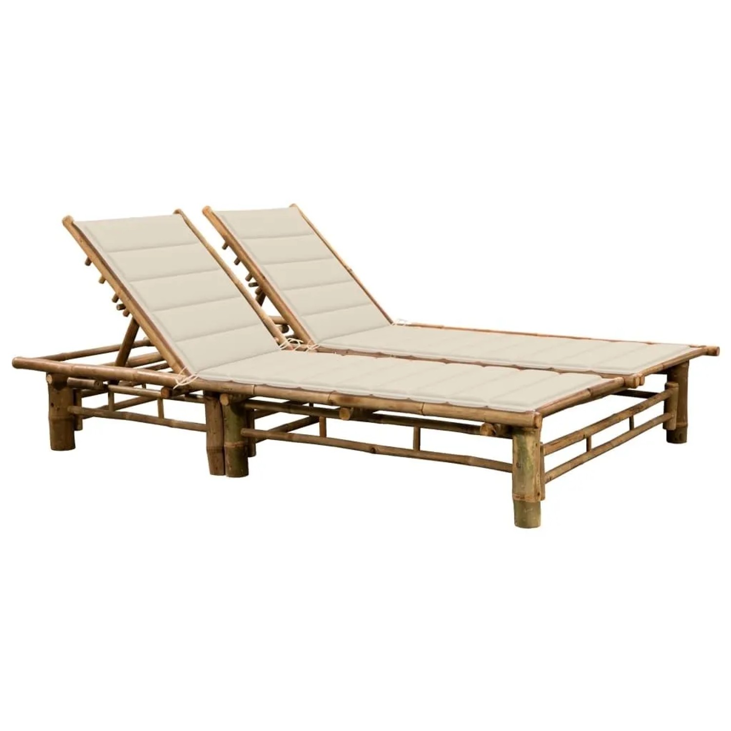 Furnicato Sonnenliege Bambus Cremeweiß 200 X 130 X 24 87 Cm 3 Liegepositionen
