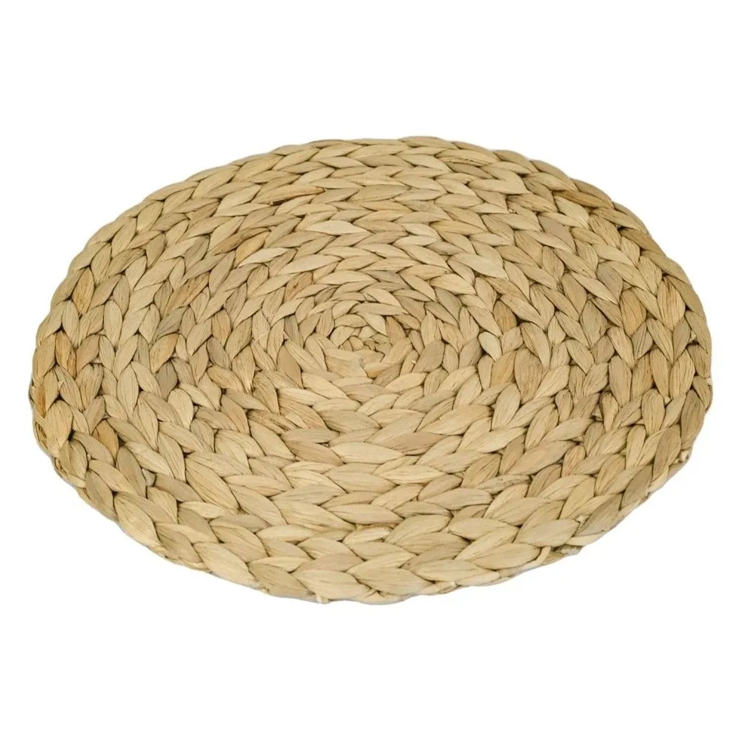 Rundes, geflochtenes HMF Platzset aus Wasserhyazinthe, naturfarben, abwaschbar, 30 cm Durchmesser.