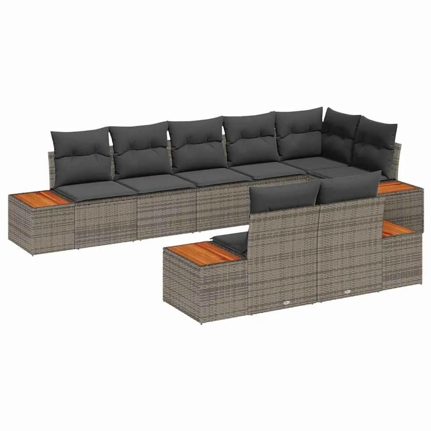 Thumbnail - vidaXL Gartensofa-Set mit Kissen mit Speicher 8 Stk Grau Polyrattan 3356779