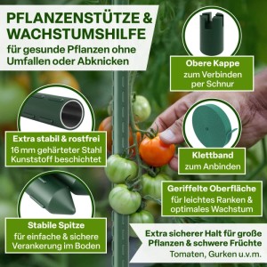 TTL GARDEN Rankstäbe 150 cm x 16 mm 10er Set Pflanzenstützen mit Stahlkern Rankhilfe Garten & Hochbeet