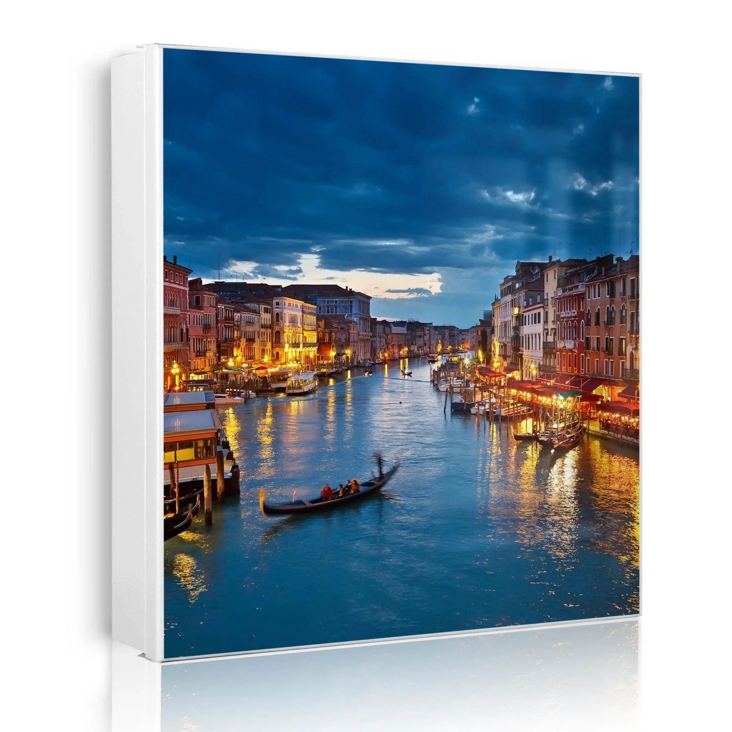 Banjado Großer Schlüsselkasten Metall 30x30cm Weiß Scharnier Links 50 Haken Beschreibbar Magnetisch Motiv Canale Grande Bei Nacht