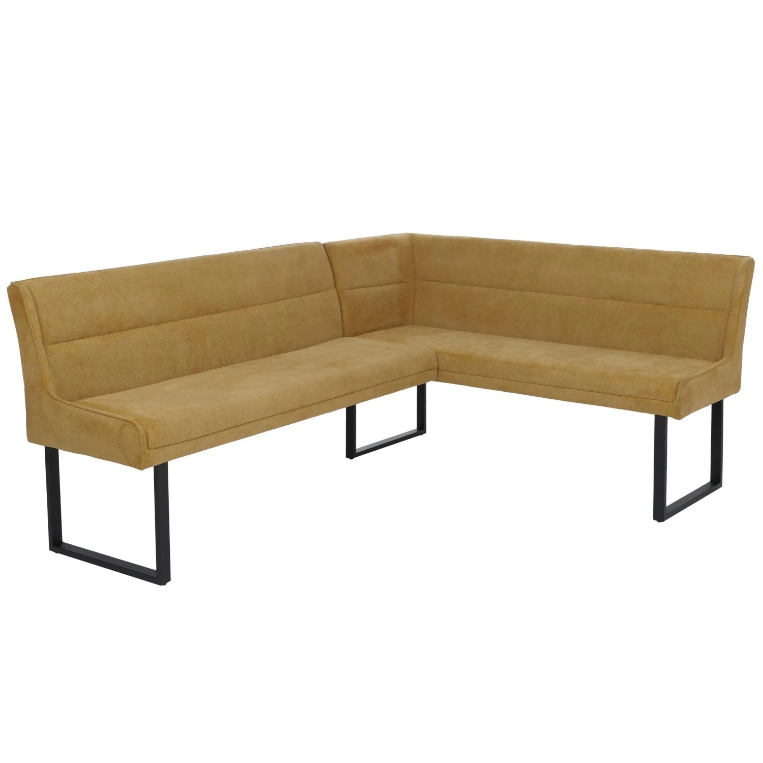 MCW Eckbank O81 Öko-Tex Chenille Stoff/Textil Metall 210x159cm Senfgelb