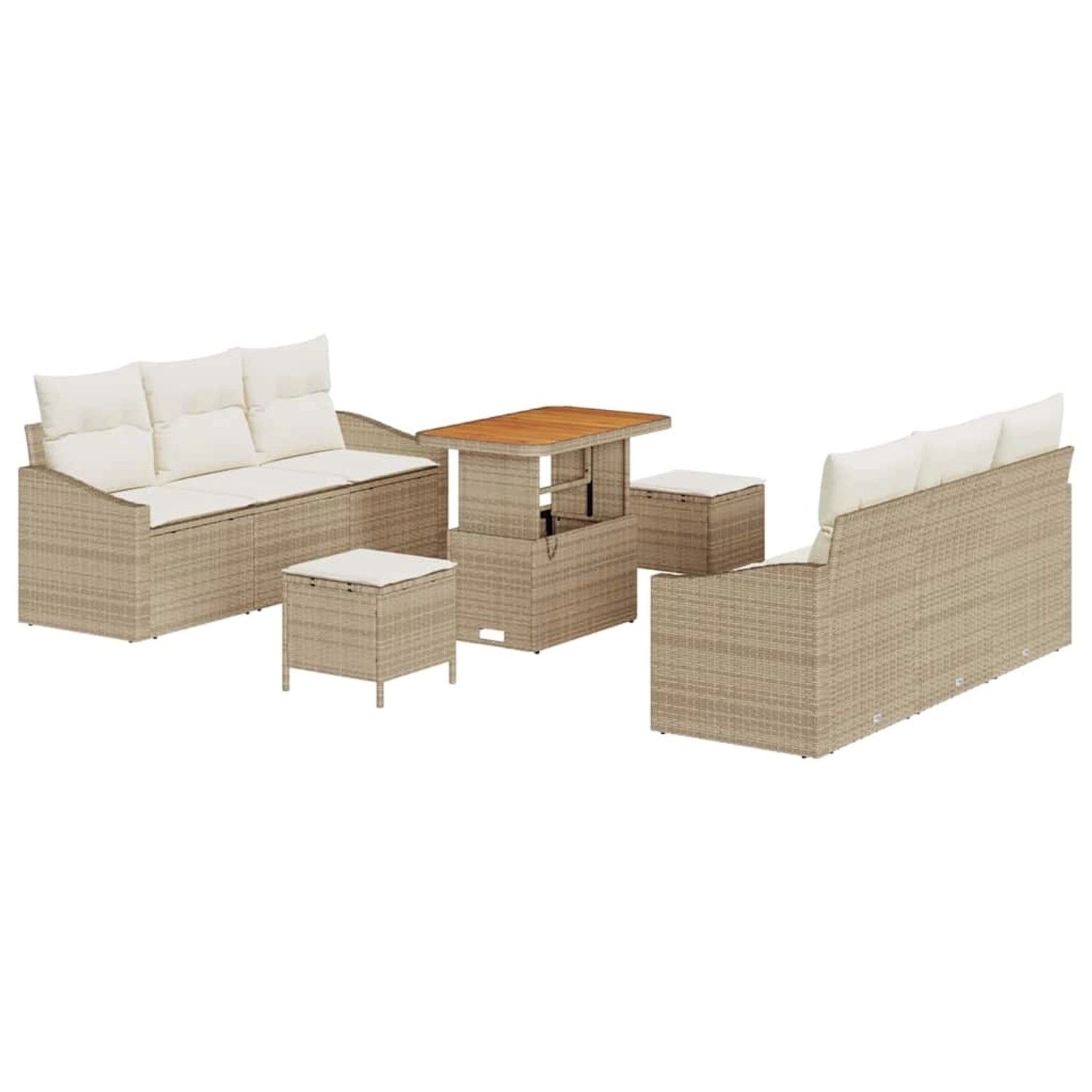 vidaXL Garten-Sofa-Set mit Kissen 9-Tlg Beige Poly Rattan 3362611 günstig online kaufen