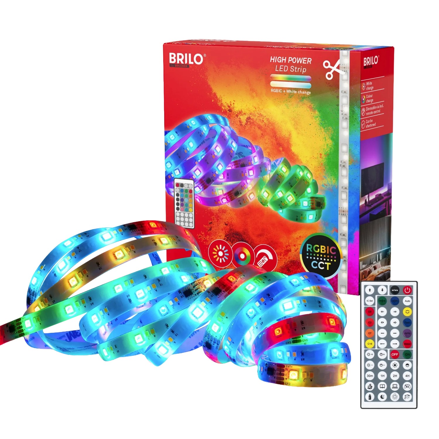 Brilo LED-Band Selbstklebend RGBIC CCT 24 W Weiß 5 m