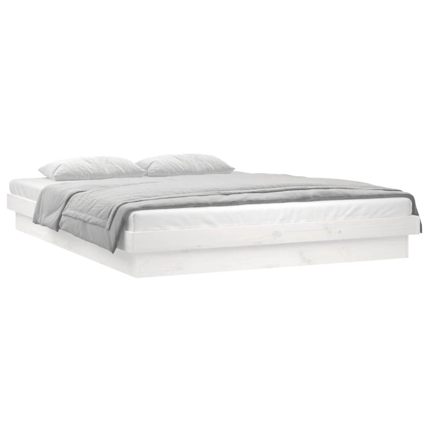 vidaXL Massivholzbett mit LEDs Weiß 120x190 cm 820008