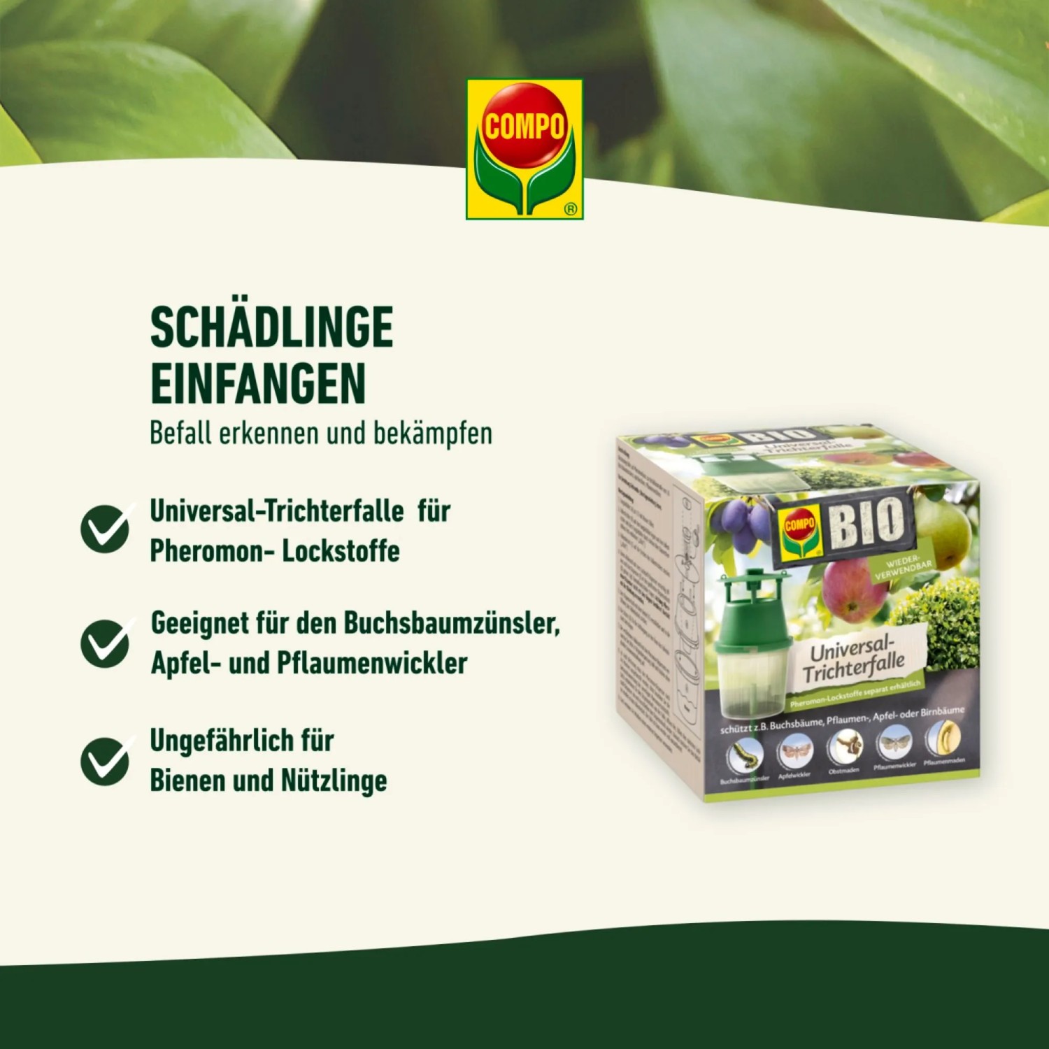 Compo BIO Universal-Trichterfalle zur Schädlingsbekämpfung im Garten, 1 Stück.