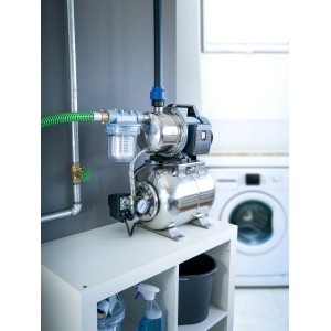 Hauswasserwerk 1300 W HWW 4800/E aus Edelstahl für Haus und Garten.