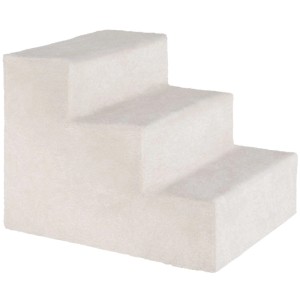 Tectake Haustiertreppe Paw Path, 3-stufig, sandfarben, mit abnehmbarem Plüschbezug.