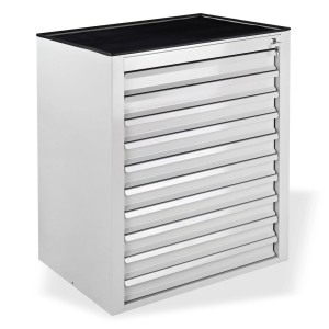 PROREGAL Schubladenschrank Kobra, lichtgrau, mit 10 Schubladen und Gummiauflage. Ideal für Werkstatt und Garage.
