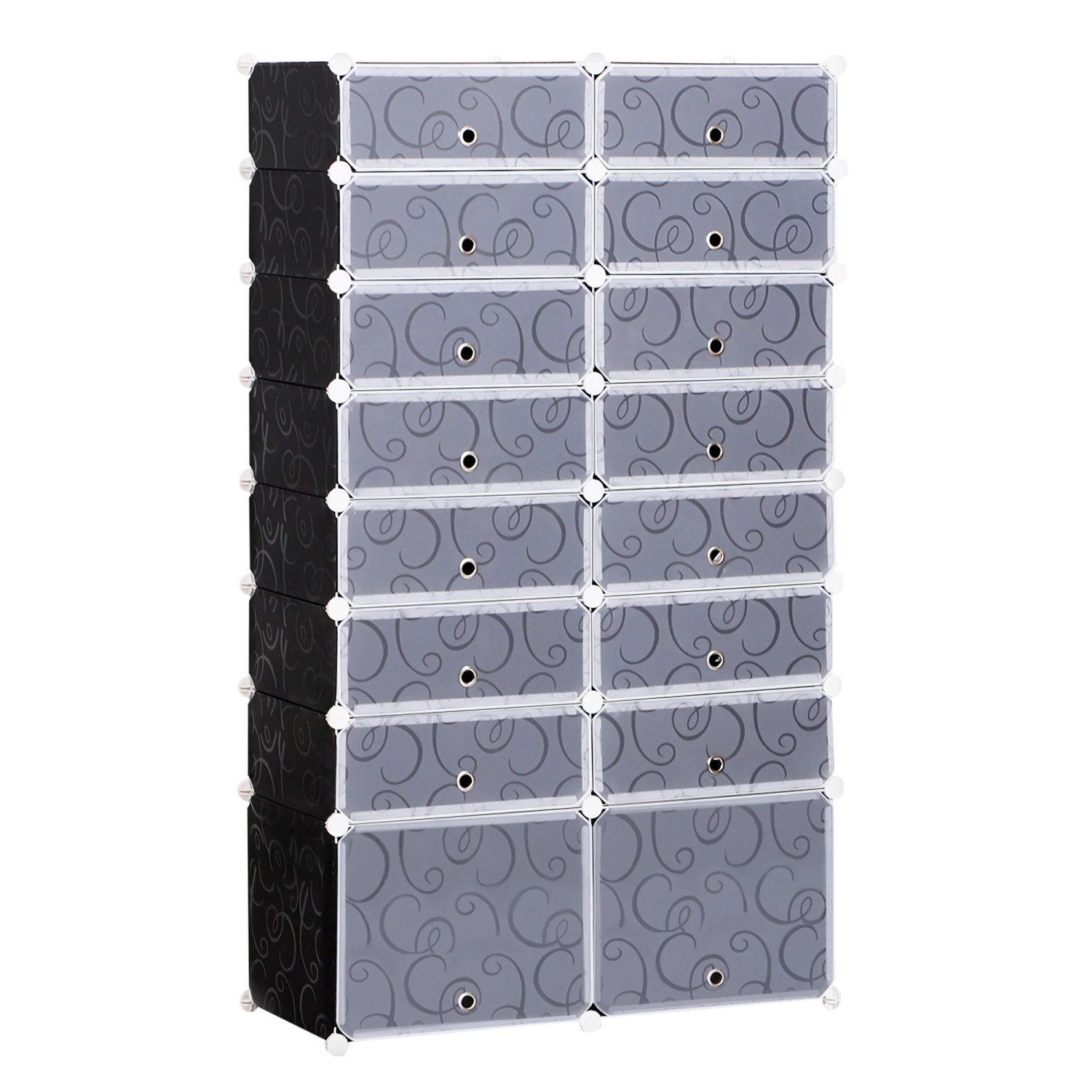 HOMCOM Würfelregal Kunststoff Metall Schwarz B95 x T37 x H160 cm günstig online kaufen