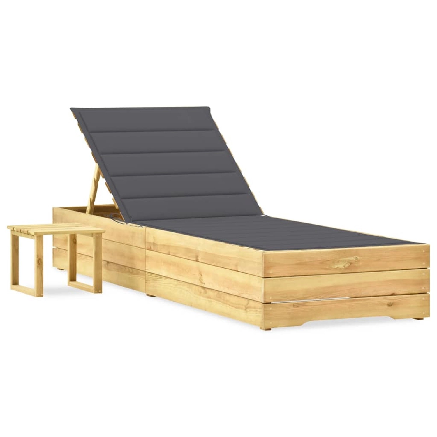 vidaXL Garten-Sonnenliege mit Tisch und Auflage Kiefer Imprägniert 3065924