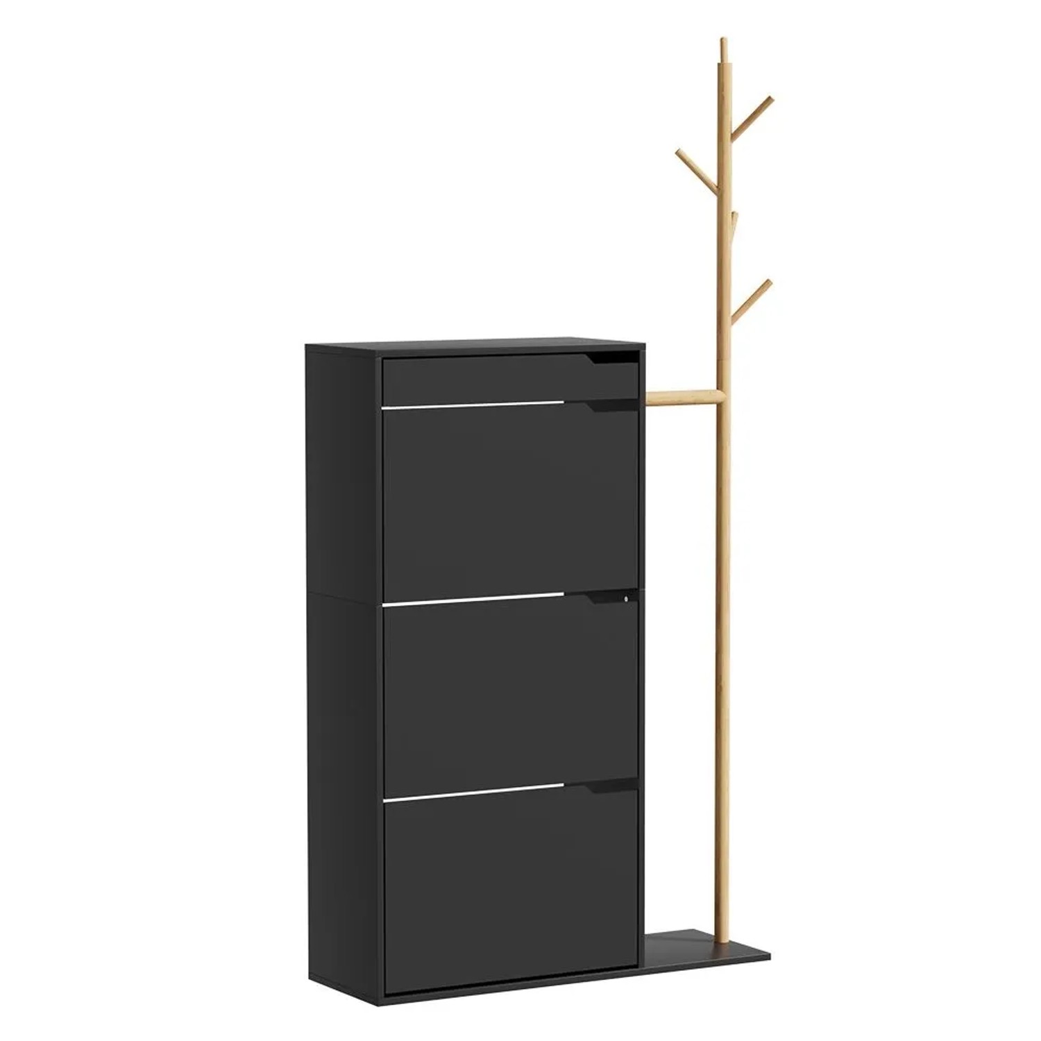 Vicco Schuhschrank Ivo Schwarz 90 x 182 mit 3 Fächern 1 Schublade Art Nr 54254