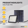 ENOVALITE Solarstrahler PRO 100W mit Solarpanel, Fernbedienung und Dämmerungssensor.