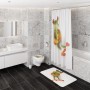 Badezimmer mit Sanilo WC-Sitz Froggy, passender Badematte und Duschvorhang mit Froschmotiv.