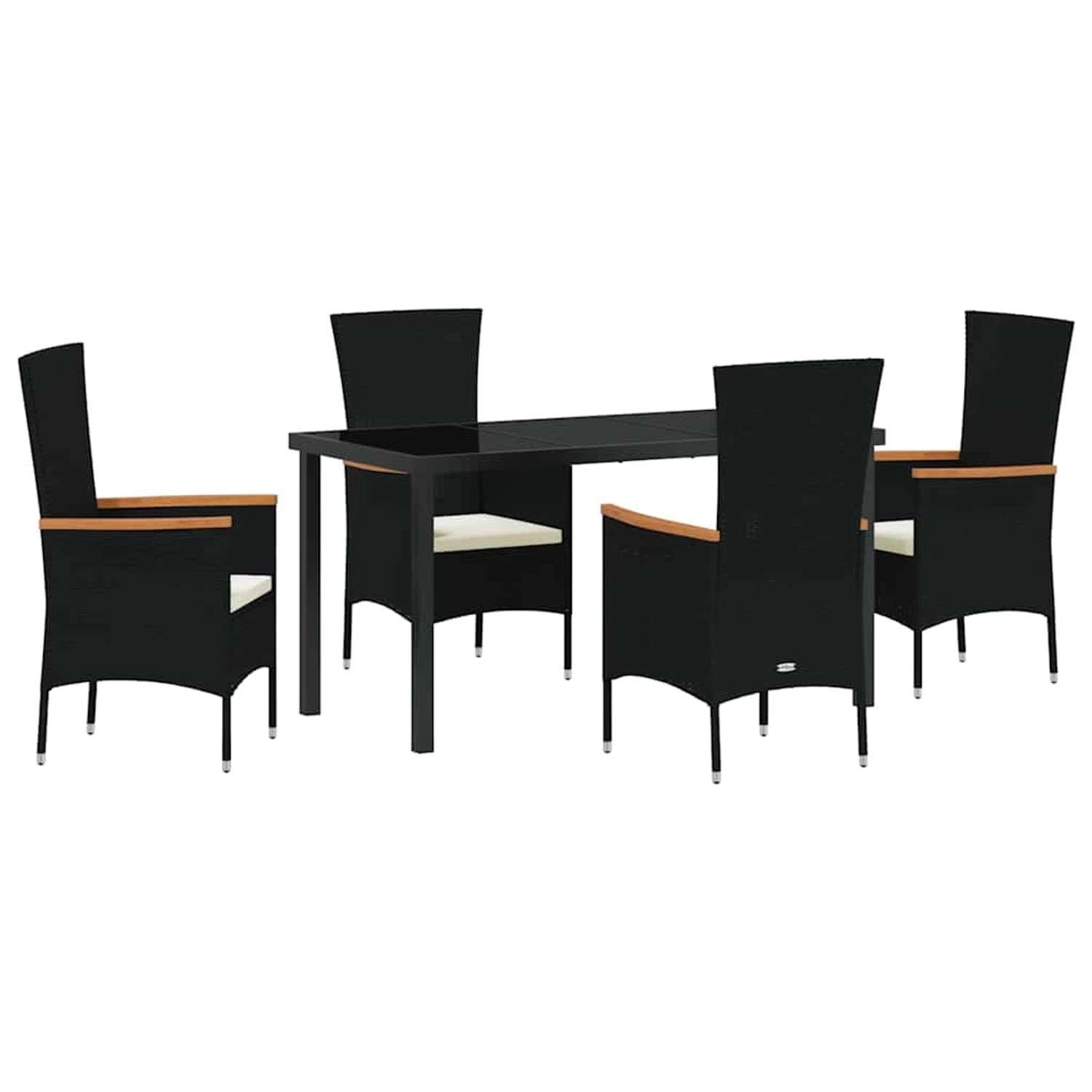 vidaXL Garten Essgruppe mit Kissen 5-Tlg Schwarz Poly Rattan 3379424 günstig online kaufen