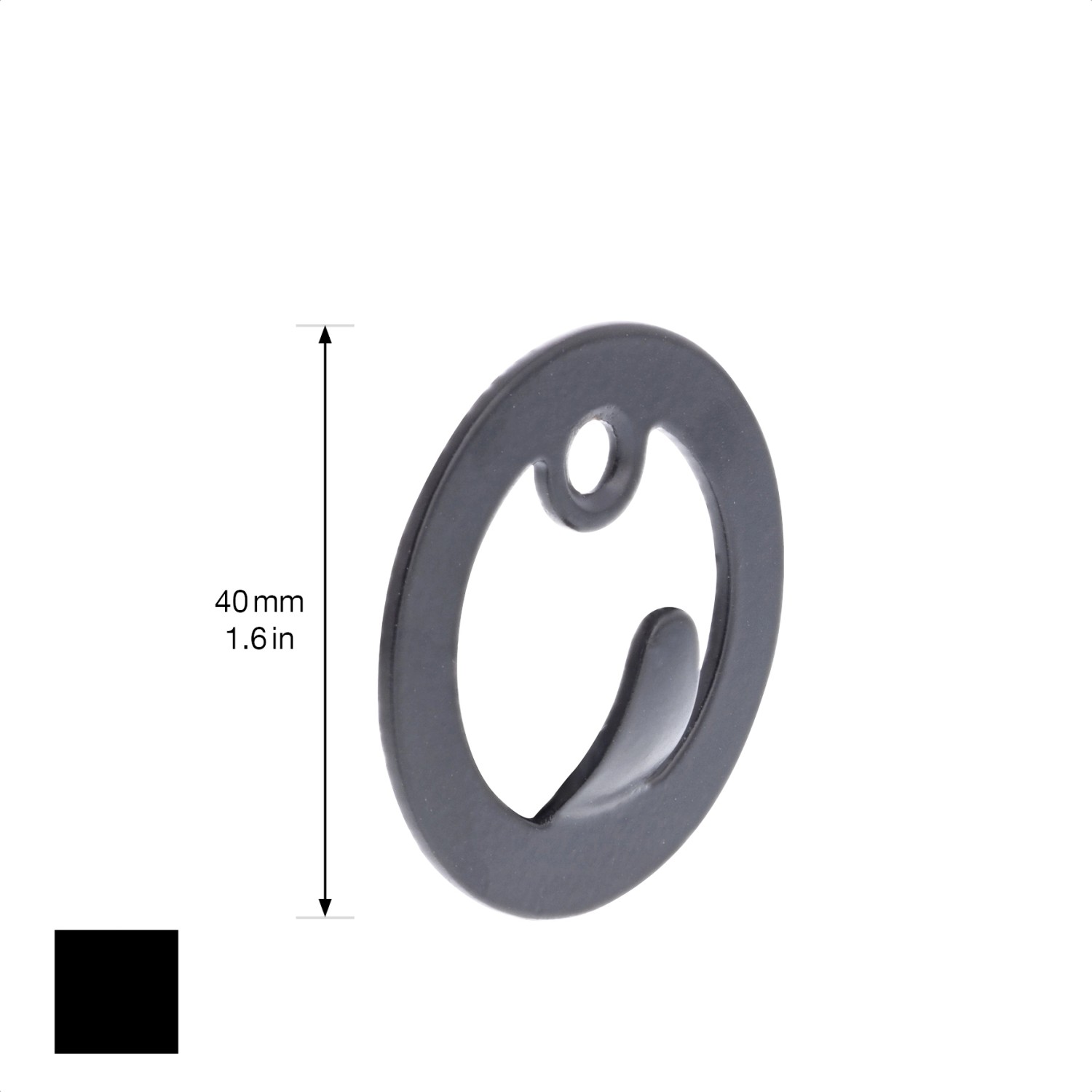 Schwarzer, matter Wagner Wandhaken Hooks4home Retro aus Stahl, Ø 40 mm.