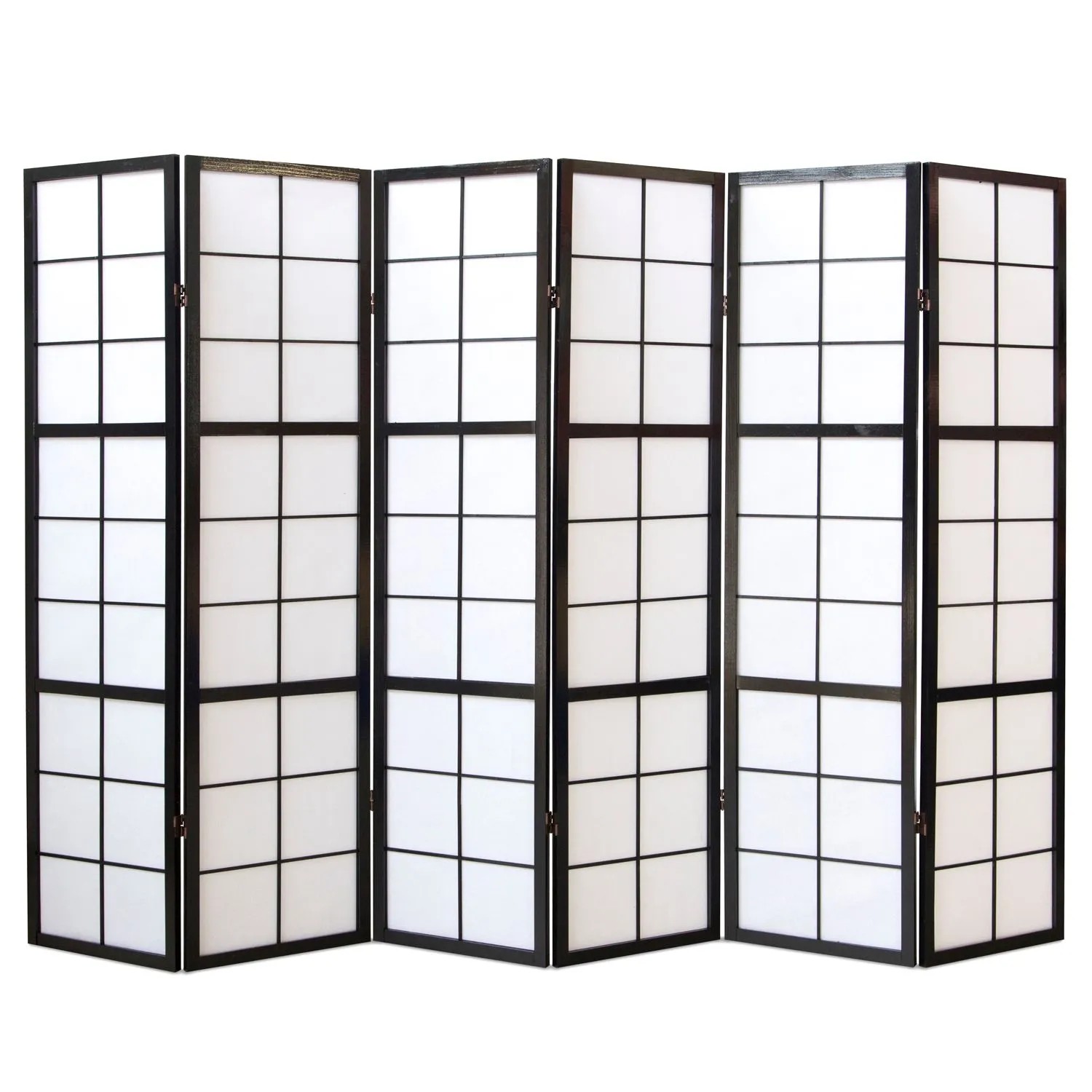 Homestyle4u 6-tlg. Paravent Shoji in Schwarz 264x175 cm 284