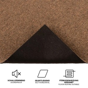 Hellbraune Karat Teppichfliese Moskau, selbstliegend, 50x50 cm, mit rutschhemmender Unterseite.