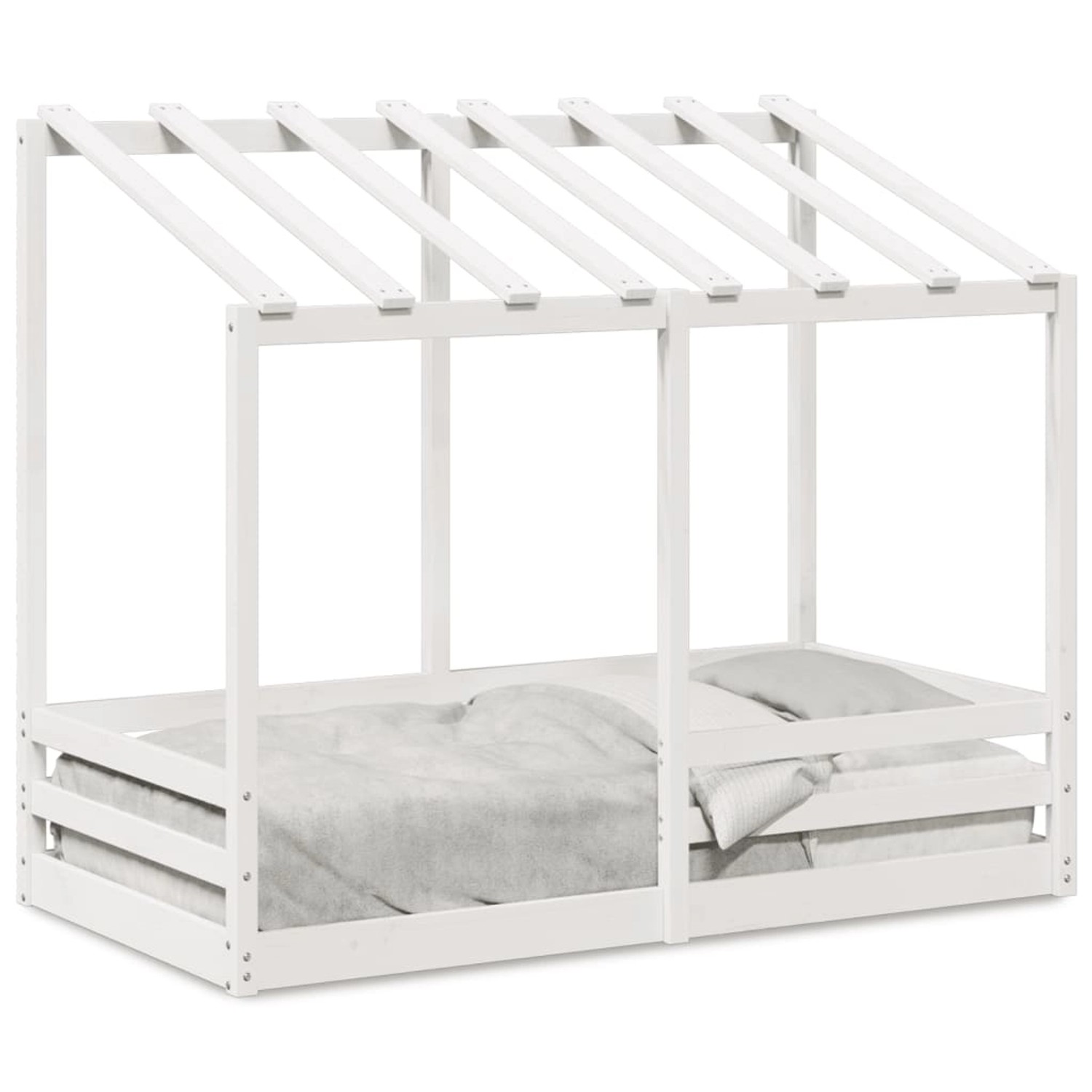 vidaXL Kinderbett mit Dach Weiß 80x160 cm Massivholz Kiefer 847013 günstig online kaufen