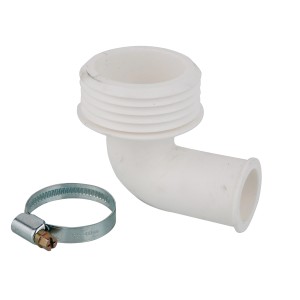 Kirchhoff Winkel-Spülrohrverbinder für 26/28 mm Rohre mit Rohrschelle.