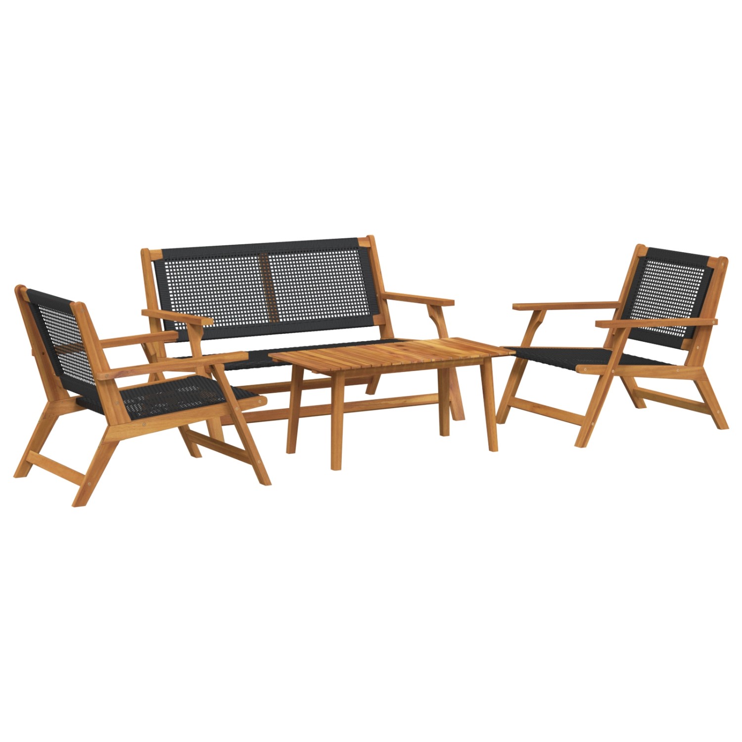 vidaXL Gartenstuhl und Tisch Set - 4 Teile aus Schwarzem Akazienholz 321444 günstig online kaufen