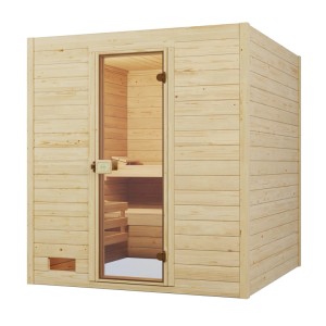 Weka Massivholzsauna Valida 3 Sparset mit Glastür und 7,5 kW Ofen.