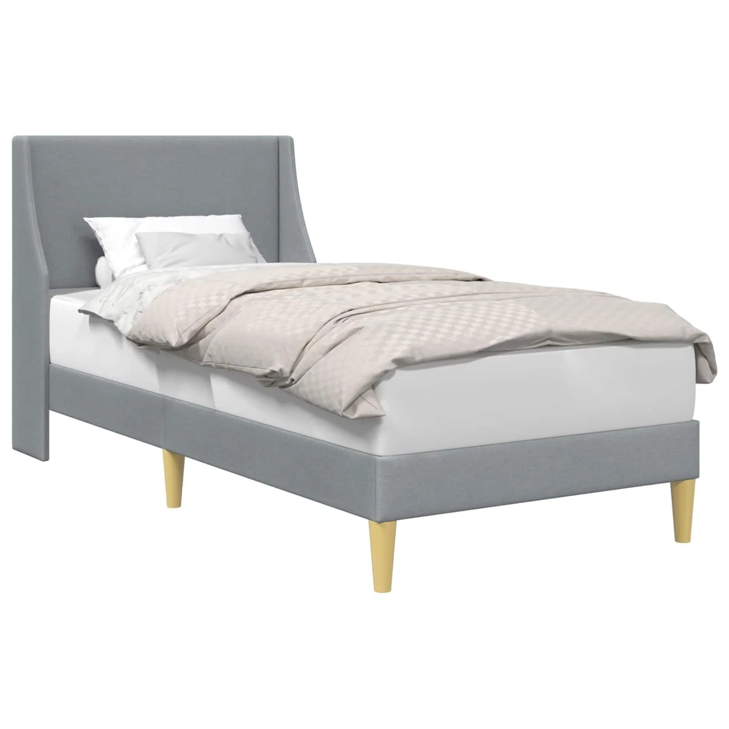 vidaXL Bettrahmen mit Kopfteil Hellgrau 100 x 200 cm Stoff 42027327