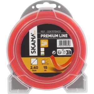 Skana Premium Mähfaden, 4-Kant, 2,4 mm x 15 m, rot, für Rasentrimmer und Sensen.