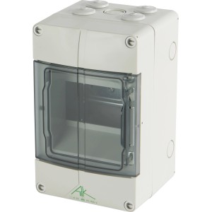 Spelsberg Aufputz-Kleinverteiler AK 05 IP65, kompakter Verteiler mit transparentem Deckel für Innenräume.