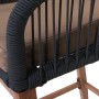 Detailansicht des Proregal Rope-Barhockers: Anthrazit Seilgeflecht, taupe Sitzkissen und braunes Gestell in Holz-Optik.