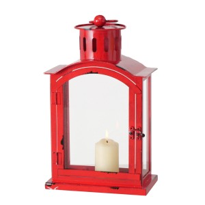 Rote Boltze Laterne Melissa, 35 cm, mit Kerze, Weihnachtsdekoration für den Innenbereich.