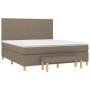Boxspringbett Taupe 180x200 cm mit Matratze und Bank, Stoffbezug.