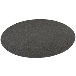 Runder, anthrazitfarbener Snapstyle Bentzon Teppich, Flachgewebe, 160cm Durchmesser.