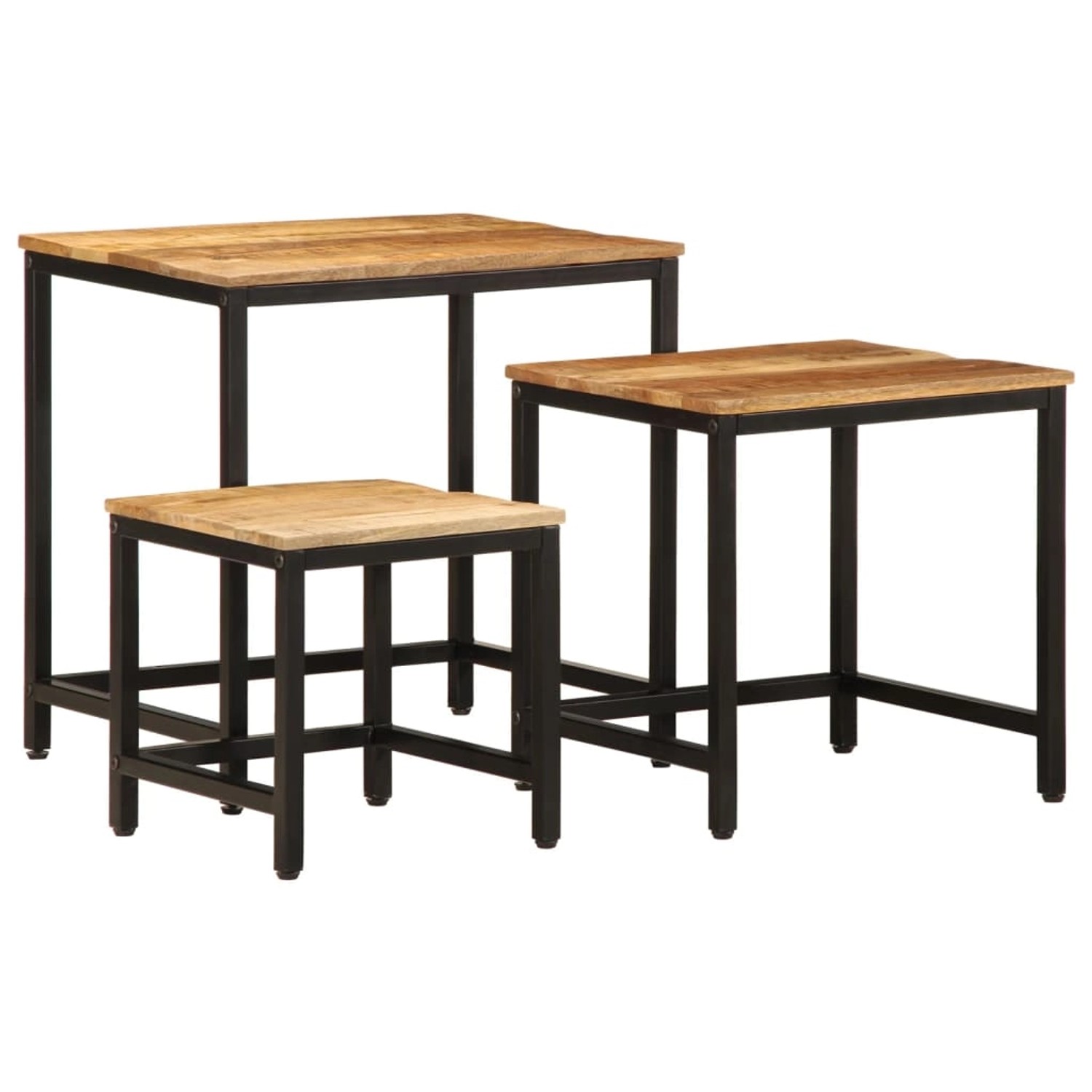 vidaXL Beistelltische Satztische 3 Stk. Raues Massivholz Mango 376042 günstig online kaufen
