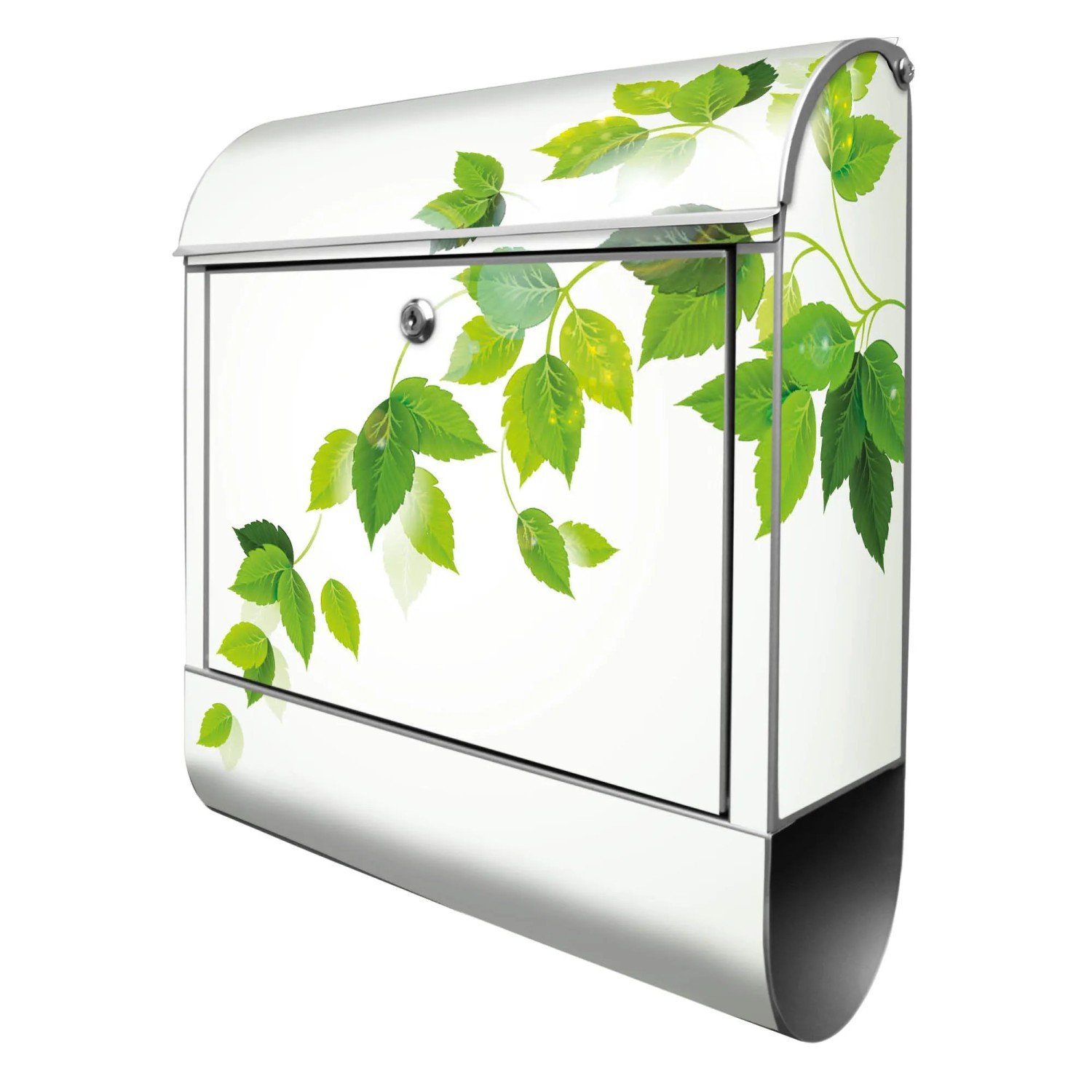 Banjado Design Briefkasten Silber Pulverbeschichtet 39x47x14cm 2 Schlüssel Mit Zeitungsfach Motiv Wt Blätterranke Banjado Design Briefkasten Silber Pulverbeschichtet, 39x47x14cm, 2 Schlüssel, Mit Zeitungsfach Motiv Wt Blätterranke