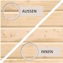 Karibu Fußboden aus Massivholz, Detailansicht von Innen- und Außenseite.
