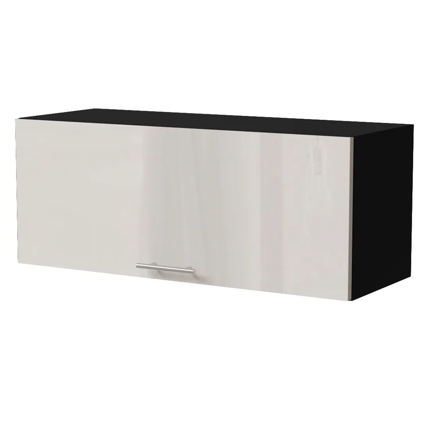 Feldmann-Wohnen Klapphängeschrank Brerra W4B/90 Schwarz / RAL 9001 creme Hochglanz 90 / 32,5 / 36cm mit Gasdruckdämpfer