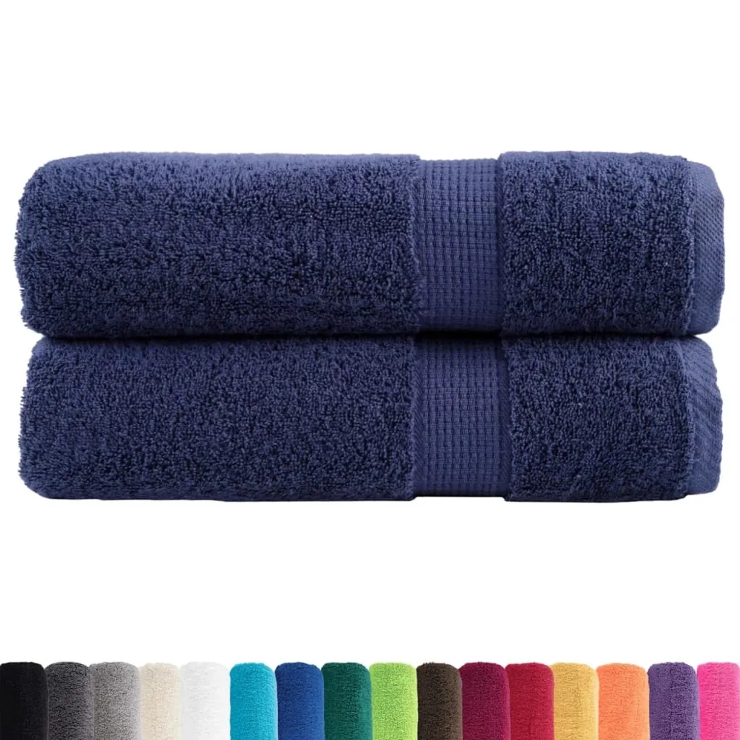 vidaXL Premium-Duschtücher SOLUND 2 Stk Marineblau 70x140 cm 600 g/m² 137260
