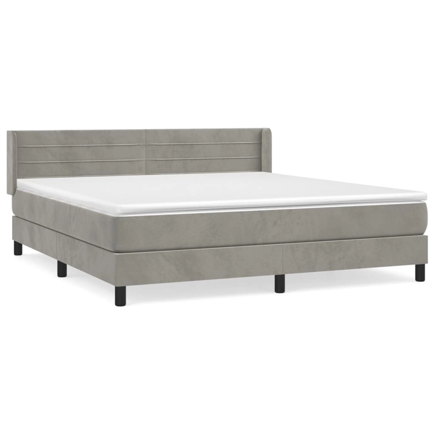vidaXL Boxspringbett mit Matratze Hellgrau 160x200 cm Samt 3131027 günstig online kaufen