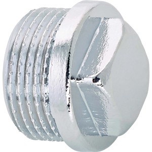 Verchromter Messing Gewinde-Stopfen 26,4 mm (R 3/4) zum Verschließen von Rohren.