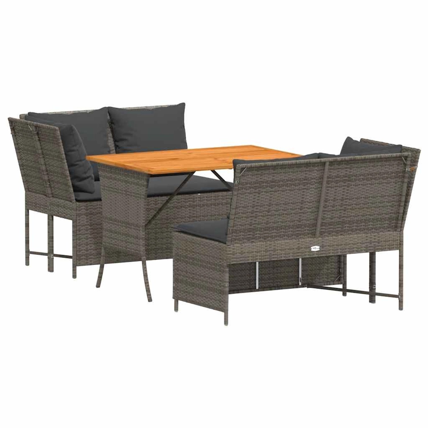 vidaXL 3-Tlg Garten-Sofagarnitur mit Kissen Grau Poly Rattan 3365343 günstig online kaufen