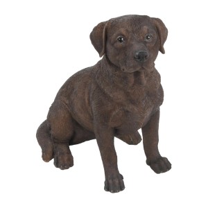 Detailreiche Deko-Figur: Sitzender, brauner Labrador Hund (21 cm) für Garten & Haus.