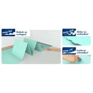 Selitac Trittschalldämmung: Einfache Verlegung, sichere Verbindung, leichtes Zuschneiden. Ideal für Parkett und Laminat.